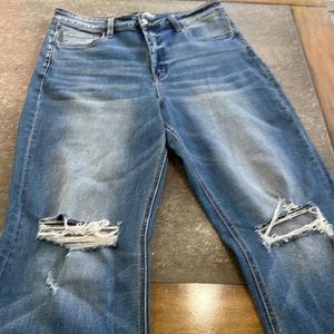 Flying Monkey ripped stretchy knee jeans with boot cut wide leg size 31